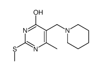 6-METHYL-2-METHYLSULFANYL-5-PIPERIDIN-1-YLMETHYL-PYRIMIDIN-4-OL结构式