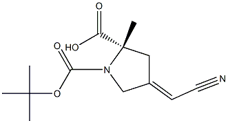 (S,E)-1-tert-butyl 2-methyl 4-(cyanomethylene)pyrrolidine-1,2-dicarboxylate结构式