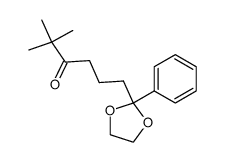 2,2-dimethyl-6-(2-phenyl-[1,3]dioxolan-2-yl)hexan-3-one结构式