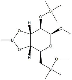 Methyl 2-O,6-O-bis(trimethylsilyl)-3-O,4-O-(methylboranediyl)-α-D-galactopyranoside结构式