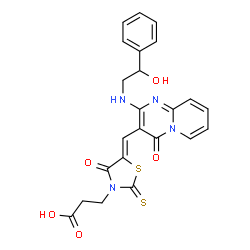 3-[(5Z)-5-({2-[(2-hydroxy-2-phenylethyl)amino]-4-oxo-4H-pyrido[1,2-a]pyrimidin-3-yl}methylidene)-4-oxo-2-thioxo-1,3-thiazolidin-3-yl]propanoic acid结构式