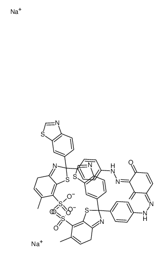 disodium,2-(1,3-benzothiazol-6-yl)-2-[4-[(2Z)-2-[(5E)-5-[[4-[2-(1,3-benzothiazol-6-yl)-6-methyl-7-sulfonato-4H-1,3-benzothiazol-2-yl]phenyl]hydrazinylidene]-4,6-dioxocyclohex-2-en-1-ylidene]hydrazinyl]phenyl]-6-methyl-4H-1,3-benzothiazole-7-sulfonate Structure