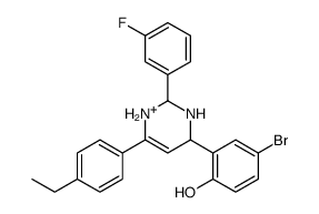 4-bromo-2-[6-(4-ethylphenyl)-2-(3-fluorophenyl)-1,2,3,4-tetrahydropyrimidin-3-ium-4-yl]phenol结构式