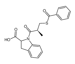 1-[(S)-3-(benzoylthio)-2-methyl-1-oxopropyl]indoline-2-carboxylic acid结构式