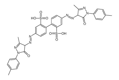 4,4'-bis[[4,5-dihydro-3-methyl-1-(4-methylphenyl)-5-oxo-1H-pyrazol-4-yl]azo][1,1'-biphenyl]-2,2'-disulphonic acid Structure