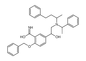 2-(benzyloxy)-5-[1-hydroxy-2-[(alpha-methylbenzyl)(1-methyl-3-phenylpropyl)amino]ethyl]benzamide structure