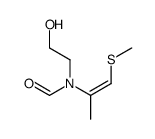 N-(2-hydroxyethyl)-N-(1-methylsulfanylprop-1-en-2-yl)formamide结构式