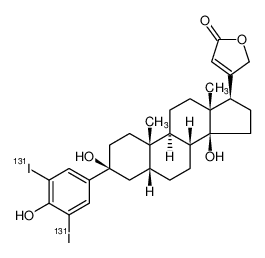 4-((3S,5R,8R,9S,10S,13R,14S,17R)-3,14-dihydroxy-3-(4-hydroxy-3,5-di(iodo-131I)phenyl)-10,13-dimethylhexadecahydro-1H-cyclopenta[a]phenanthren-17-yl)furan-2(5H)-one Structure