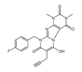 Pyrimido[2,1-f]purine-2,4,8(1H,3H,9H)-trione,9-[(4-fluorophenyl)methyl]-6-hydroxy-1,3-dimethyl-7-(2-propynyl)- (9CI) picture