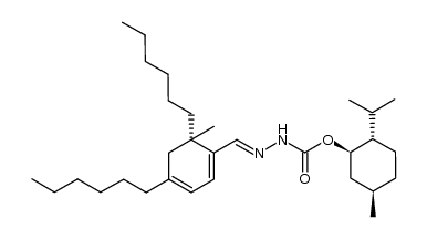 2-isopropyl-5-methylcyclohexyl (S)-2-((4,6-dihexyl-6-methylcyclohexa-1,3-dienyl)methylene)hydrazinecarboxylate结构式