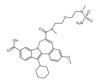 6-[[[2-[2-[(aminosulfonyl)methylamino]ethoxy]ethyl]methylamino]carbonyl]-13-cyclohexyl-3-methoxy-7H-indolo[2,1-a][2]benzazepine-10-carboxylic acid结构式