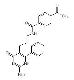 Benzamide,4-acetyl-N-[3-(2-amino-1,6-dihydro-6-oxo-4-phenyl-5-pyrimidinyl)propyl]- Structure