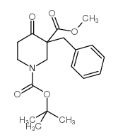 1-叔丁基3-甲基3-苄基-4-氧代哌啶-1,3-二羧酸盐结构式