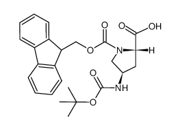 (2S,4R)-Fmoc-4-叔丁氧羰基氨基吡咯烷-2-甲酸结构式