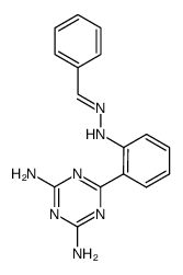 Benzaldehyde [2-(4,6-diamino-1,3,5-triazin-2-yl)phenyl]hydrazone structure