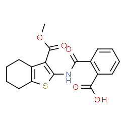 2-({[3-(methoxycarbonyl)-4,5,6,7-tetrahydro-1-benzothien-2-yl]amino}carbonyl)benzoic acid structure