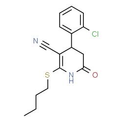 2-(butylthio)-4-(2-chlorophenyl)-6-oxo-1,4,5,6-tetrahydropyridine-3-carbonitrile structure