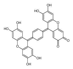 6,7-dihydroxy-9-[4-(2,3,6,7-tetrahydroxyxanthen-9-ylidene)cyclohexa-2,5-dien-1-ylidene]xanthene-2,3-dione结构式