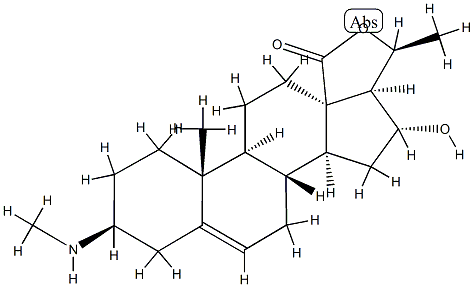 (20S)-16α,20-Dihydroxy-3β-(methylamino)pregn-5-en-18-oic acid 18,20-lactone结构式