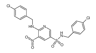N-(p-Chlorobenzyl) 6-(p-chlorobenzylamino)-5-nitro-3-pyridinesulfonamide结构式