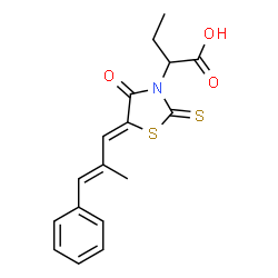 2-{(5Z)-5-[(2E)-2-methyl-3-phenylprop-2-en-1-ylidene]-4-oxo-2-thioxo-1,3-thiazolidin-3-yl}butanoic acid Structure