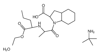 (2S,3aS,7aS)-1-[(2S)-2-[[(2S)-1-ethoxy-1-oxopentan-2-yl]amino]propanoyl]-2,3,3a,4,5,6,7,7a-octahydroindole-2-carboxylic acid,2-methylpropan-2-amine,hydrate结构式