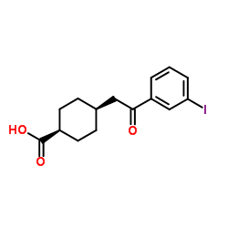 cis-4-[2-(3-Iodophenyl)-2-oxoethyl]cyclohexanecarboxylic acid structure