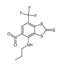 4-(n-propylamino)-5-nitro-7-(trifluoromethyl)-1,3-benzodithiole-2-thione结构式