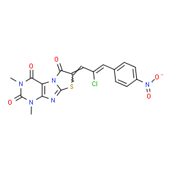 Thiazolo[2,3-f]purine-2,4,6(1H,3H,7H)-trione,7-[2-chloro-3-(4-nitrophenyl)-2-propenylidene]-1,3-dimethyl- (9CI) structure