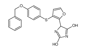 5-[3-(4-phenylmethoxyphenyl)sulfanylfuran-2-yl]imidazolidine-2,4-dione结构式