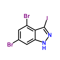 4,6-Dibromo-3-iodo-1H-indazole结构式