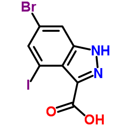 6-Bromo-4-iodo-1H-indazole-3-carboxylic acid结构式