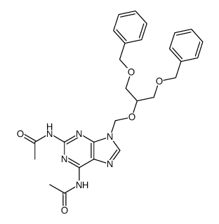 N,N'-(9-(((1,3-bis(benzyloxy)propan-2-yl)oxy)methyl)-9H-purine-2,6-diyl)diacetamide结构式