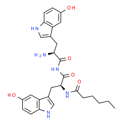 N-hexanoyl-5-hydroxytryptophyl-5-hydroxytryptophanamide structure