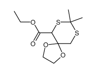 8,8-dimethyl-1,4-dioxa-7,9-dithia-spiro[4.5]decane-6-carboxylic acid ethyl ester Structure