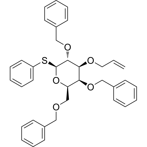 苯基3-O-烯丙基-2,4,6-三-O-苄基-1-硫代-β-D-吡喃半乳糖苷结构式