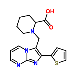 1-{[2-(2-Thienyl)imidazo[1,2-a]pyrimidin-3-yl]methyl}-2-piperidinecarboxylic acid结构式