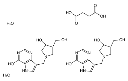 butanedioic acid,7-[[(3R,4R)-3-hydroxy-4-(hydroxymethyl)pyrrolidin-1-yl]methyl]-1,5-dihydropyrrolo[3,2-d]pyrimidin-4-one,dihydrate Structure