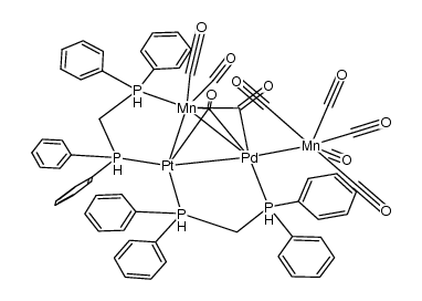{(palladium)(platinum)(manganese)2(carbonyl)8(μ3-carbonyl)(μ-dppm)2} Structure