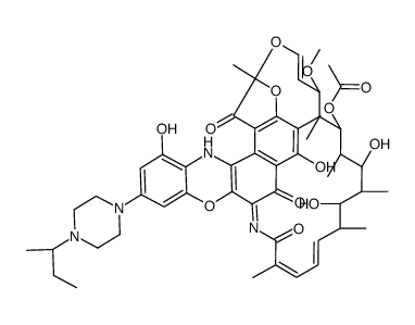 Rifamycin viii, 1',4-didehydro-1-deoxy-1,4-dihydro-3'-hydroxy-5'-(4-(1-methylpropyl)-1-piperazinyl)-1-oxo Structure
