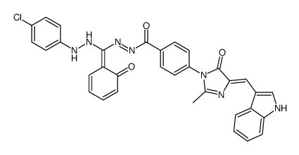 N-[(E)-[2-(4-chlorophenyl)hydrazinyl]-(6-oxocyclohexa-2,4-dien-1-ylidene)methyl]imino-4-[(4E)-4-(1H-indol-3-ylmethylidene)-2-methyl-5-oxoimidazol-1-yl]benzamide Structure