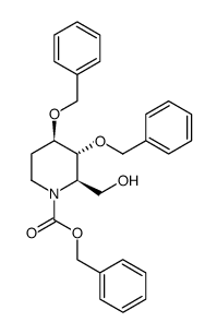 (2R,3R,4R)-benzyl 3,4-bis(benzyloxy)-2-(hydroxymethyl)piperidine-1-carboxylate结构式