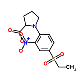 1-[4-(ETHYLSULFONYL)-2-NITROPHENYL]PYRROLIDINE-2-CARBOXYLIC ACID结构式