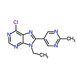6-Chloro-9-ethyl-8-(2-methyl-5-pyrimidinyl)-9H-purine结构式