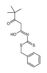 N-benzylsulfanylcarbothioyl-4,4-dimethyl-3-oxo-pentanamide结构式