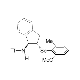 1,1,1-三氟-N-((1S,2S)-2-((2-甲氧基-6-甲基苯基)硒基)-2,3-二氢-1H-茚-1-基)甲磺酰胺结构式