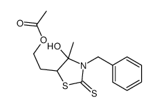 2-(3-benzyl-4-hydroxy-4-methyl-2-sulfanylidene-1,3-thiazolidin-5-yl)ethyl acetate Structure