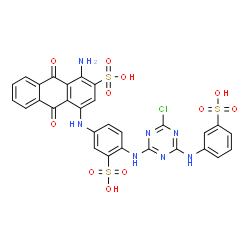 1-amino-4-[[4-[[4-chloro-6-[(3-sulfophenyl)amino]-1,3,5-triazin-2-yl]a mino]-3-sulfo-phenyl]amino]-9,10-dioxo-anthracene-2-sulfonic acid结构式