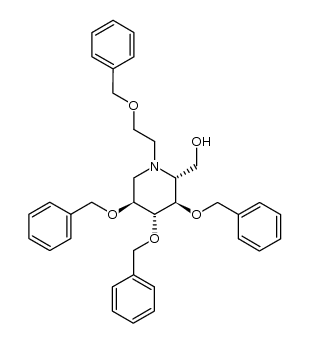 ((2R,3R,4R,5S)-3,4,5-tris(benzyloxy)-1-(2-(benzyloxy)ethyl)piperidin-2-yl)methanol结构式