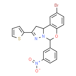 9-bromo-5-(3-nitrophenyl)-2-(thiophen-2-yl)-1,10b-dihydropyrazolo[1,5-c][1,3]benzoxazine Structure